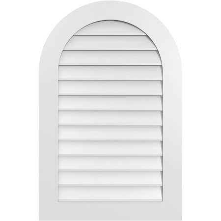 Ekena Millwork Round Top Surface Mount PVC Gable Vent: Non-Functional, w/ 3-1/2"W x 1"P Standard Frame, 26"W x 40"H GVPRT26X4001SN